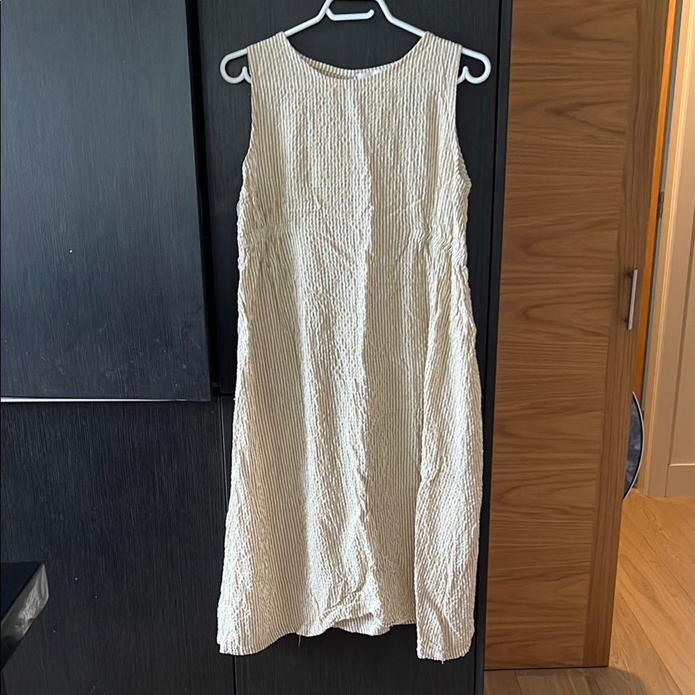OAK + FORT Textured stripe Midi Dress